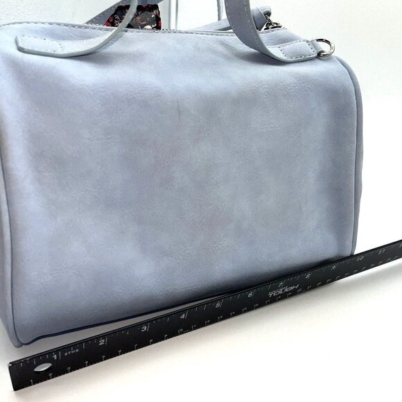 Express Speedy Purse Handbag Vegan Suede Faux Large Multi Top Handle Scarf - Picture 10 of 13